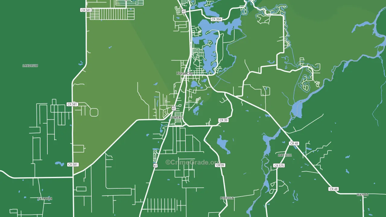 34436, FL Map of Vehicle Theft Rates