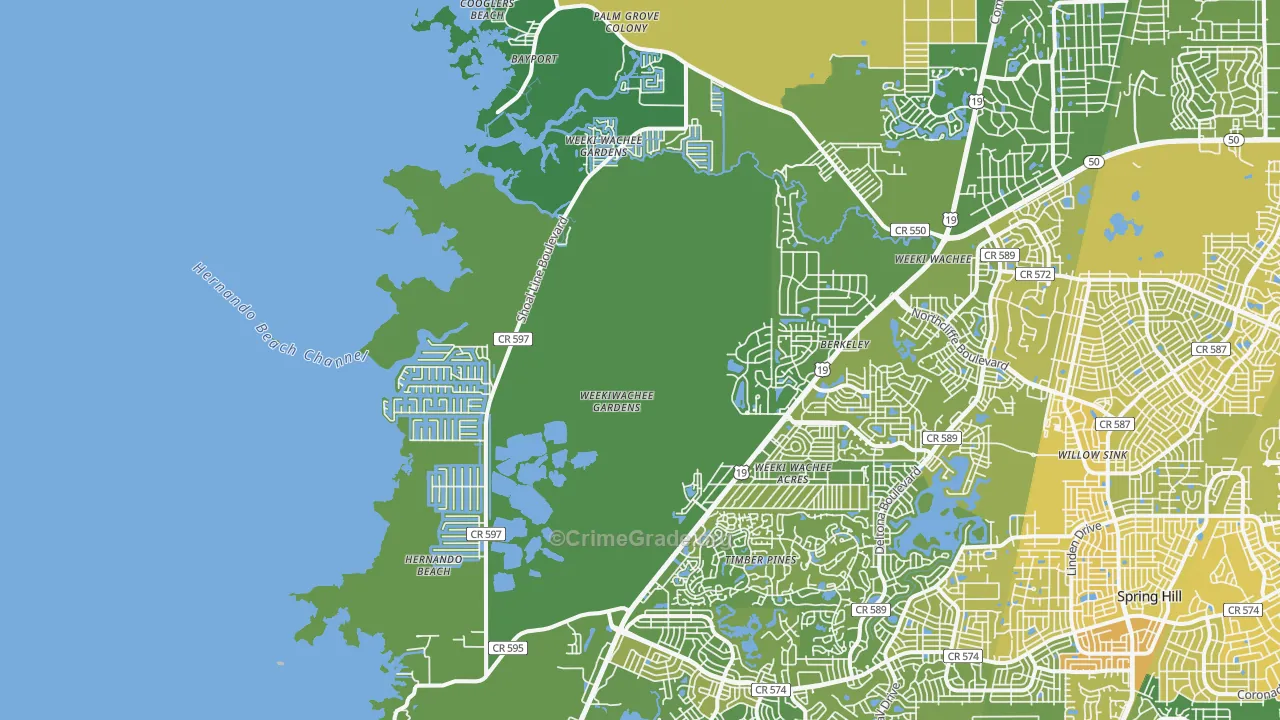34607, FL Map of Vehicle Theft Rates