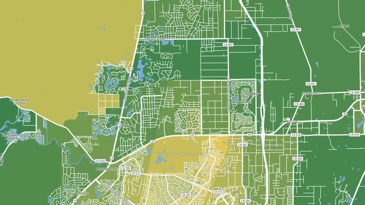 34613, FL Map of Vehicle Theft Rates