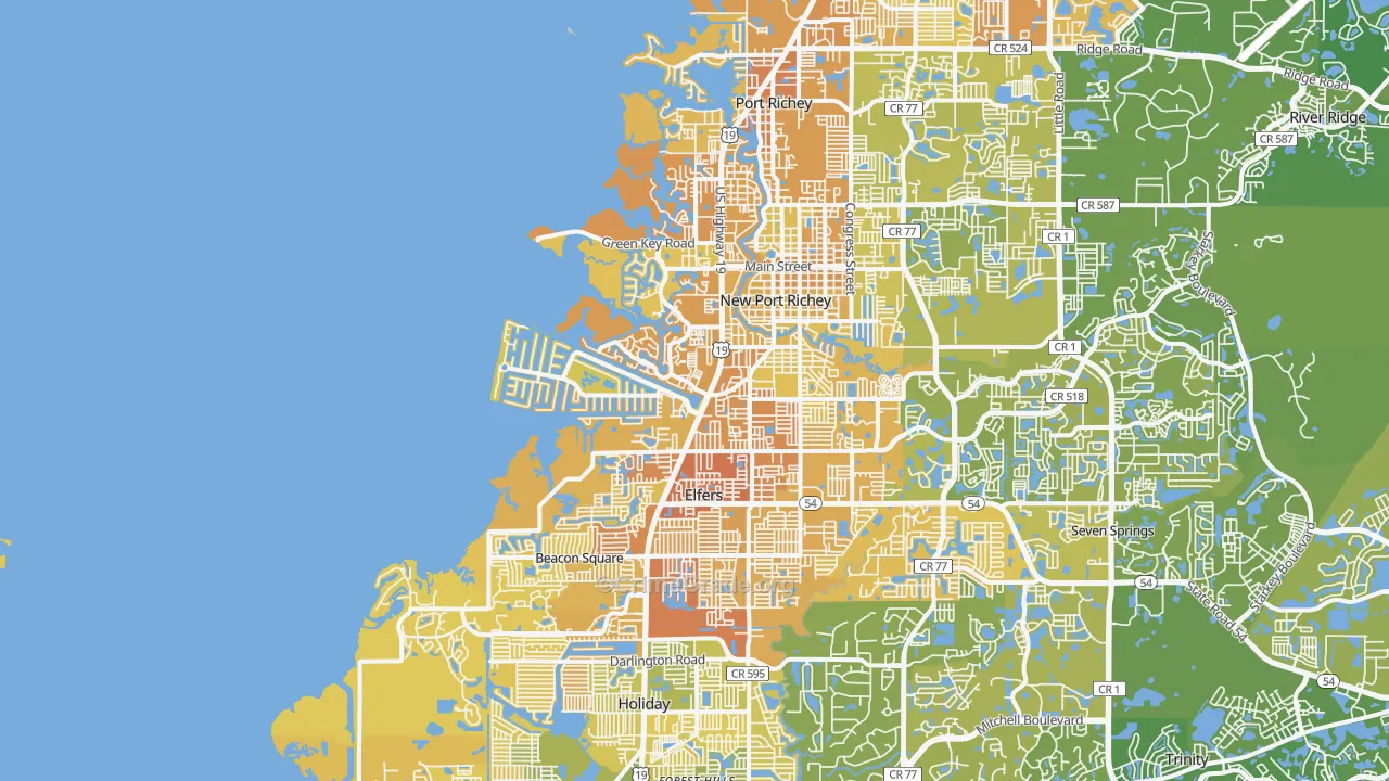 34652, FL Map of Vehicle Theft Rates