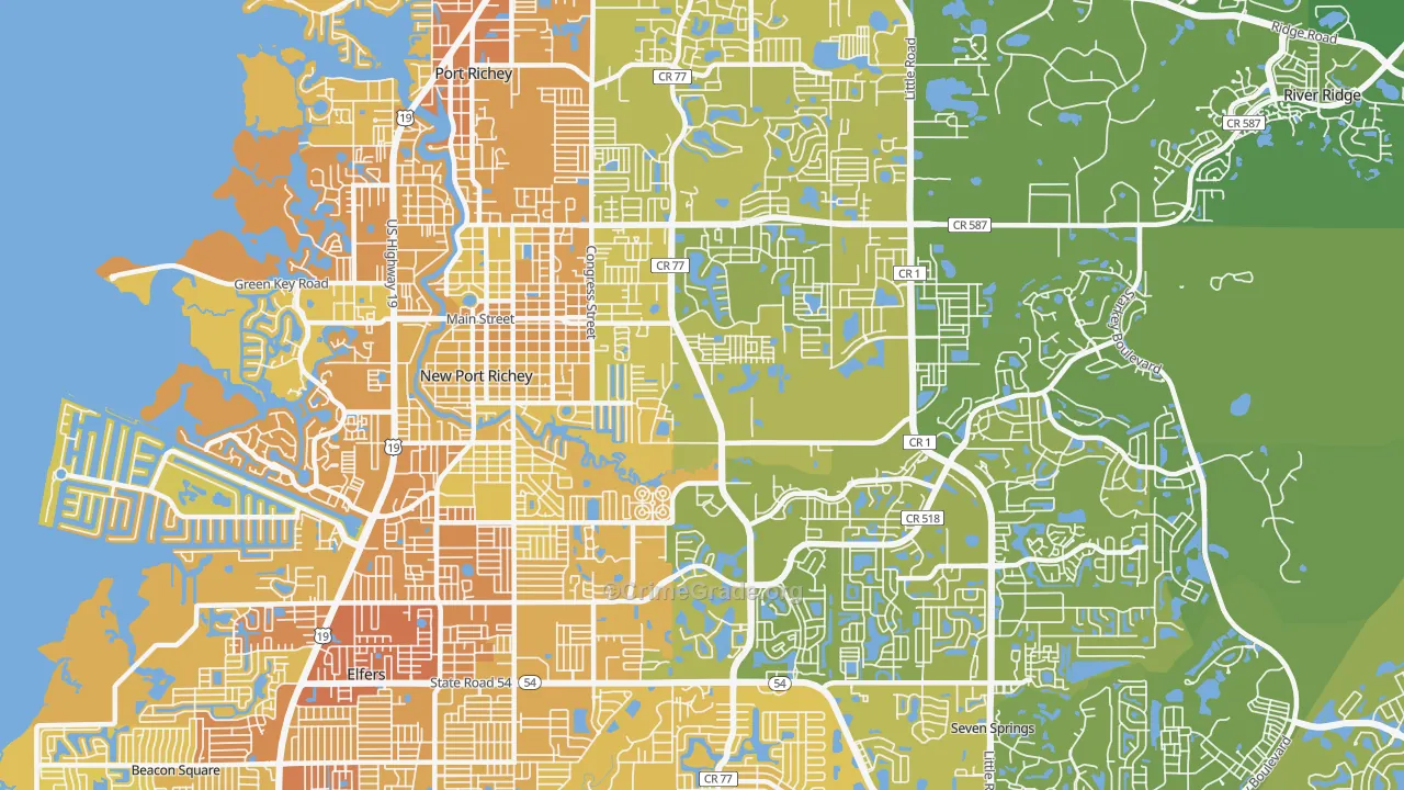 34653, FL Map of Vehicle Theft Rates