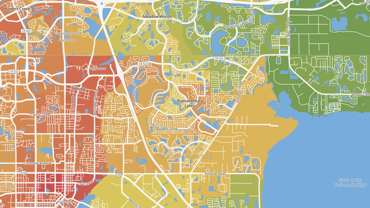 34743, FL Map of Vehicle Theft Rates