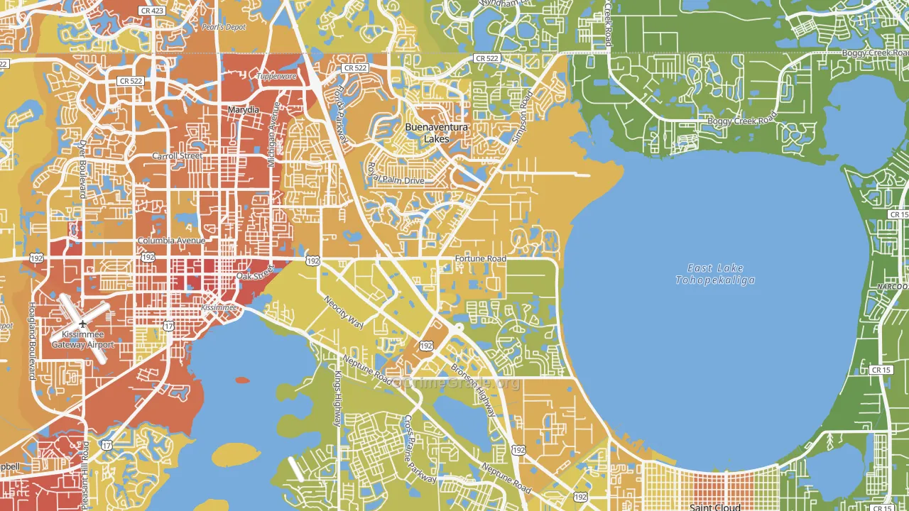 34744, FL Map of Vehicle Theft Rates