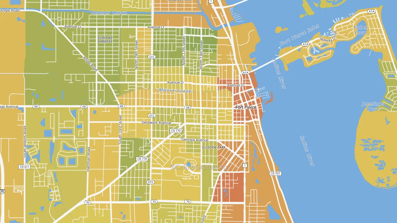 34950, FL Map of Vehicle Theft Rates