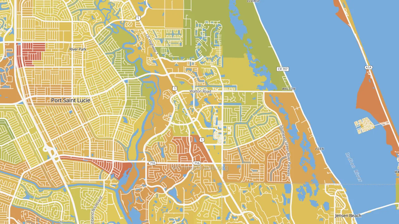 34952, FL Map of Vehicle Theft Rates
