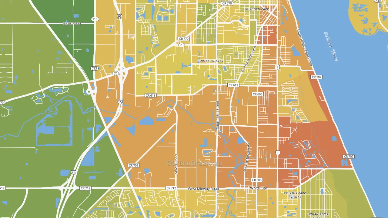 34981, FL Map of Vehicle Theft Rates