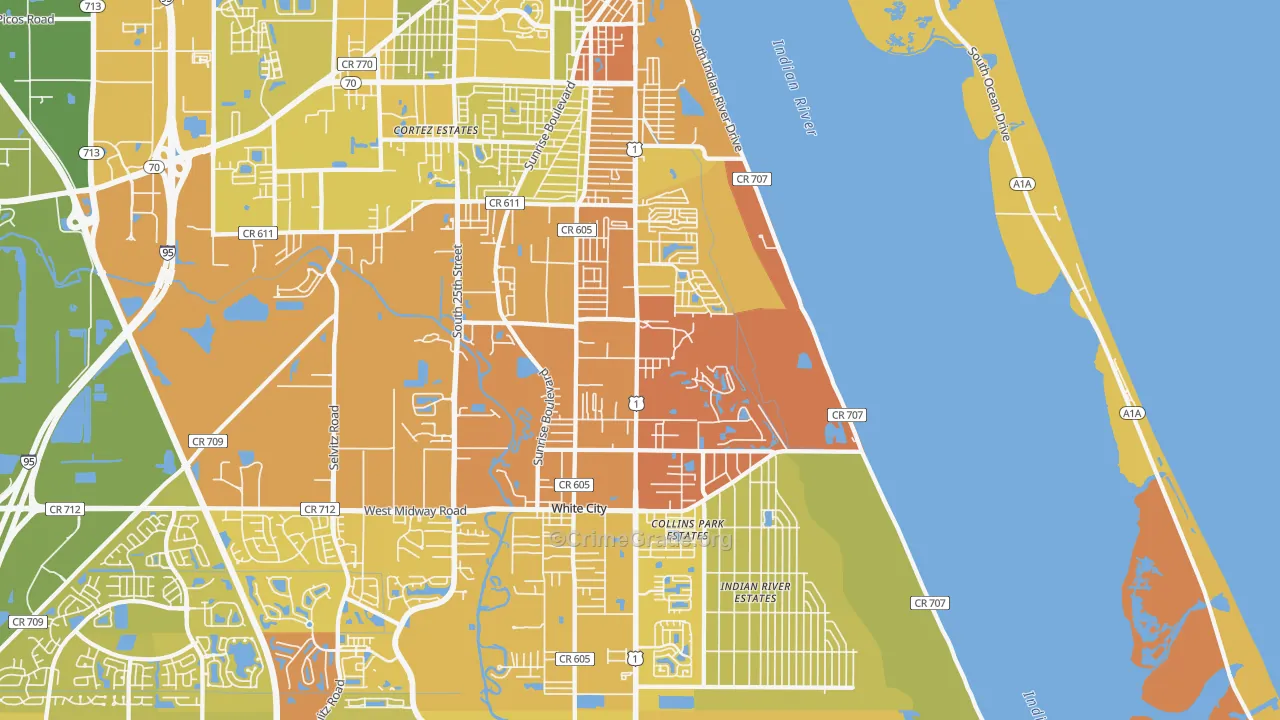 34982, FL Map of Vehicle Theft Rates