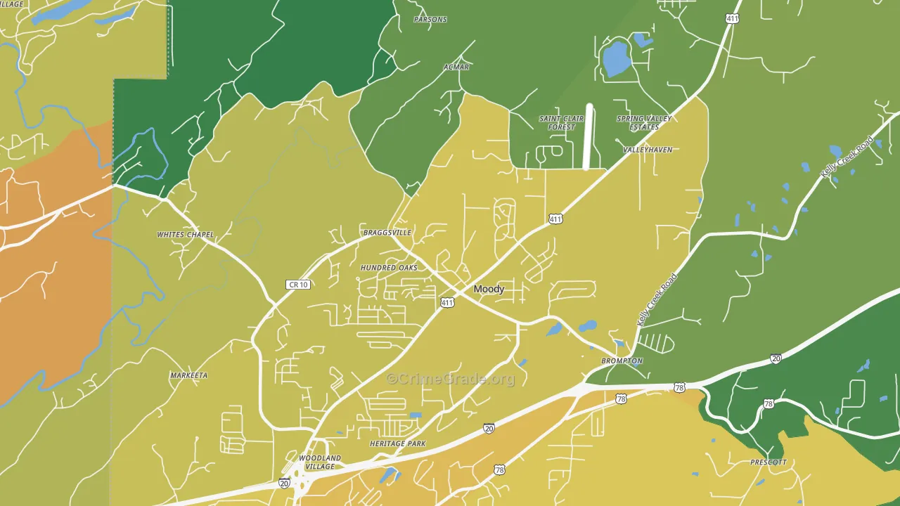 35004, AL Map of Vehicle Theft Rates