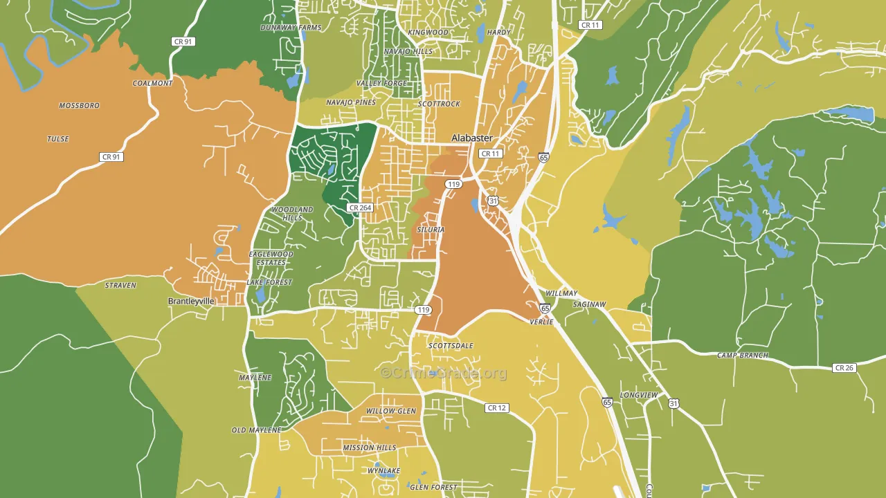 35007, AL Map of Vehicle Theft Rates