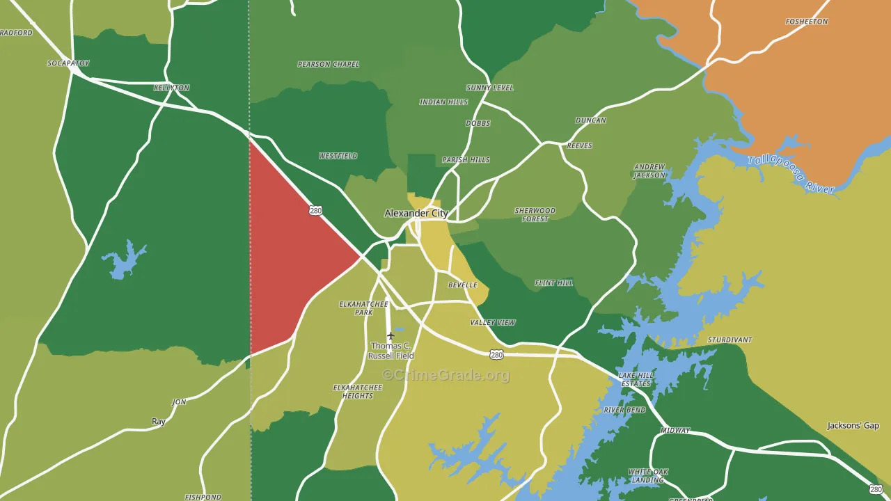 35010, AL Map of Vehicle Theft Rates
