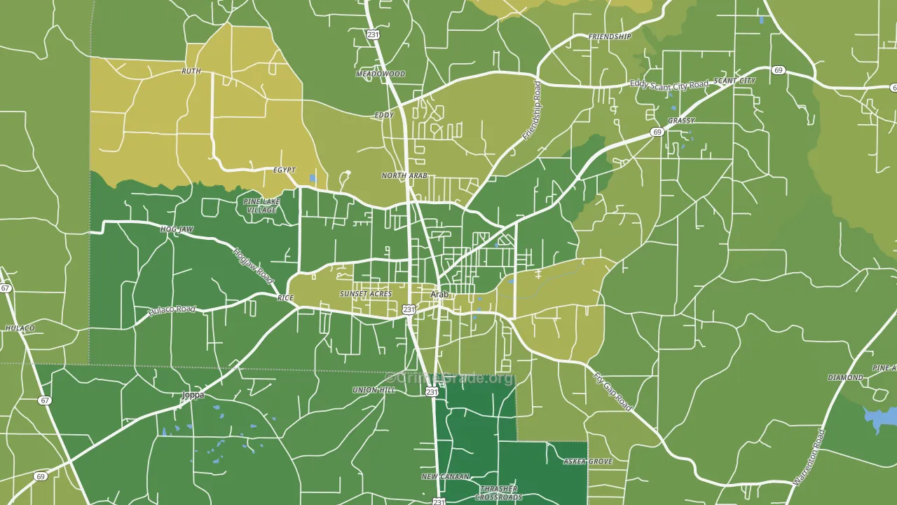 35016, AL Map of Vehicle Theft Rates
