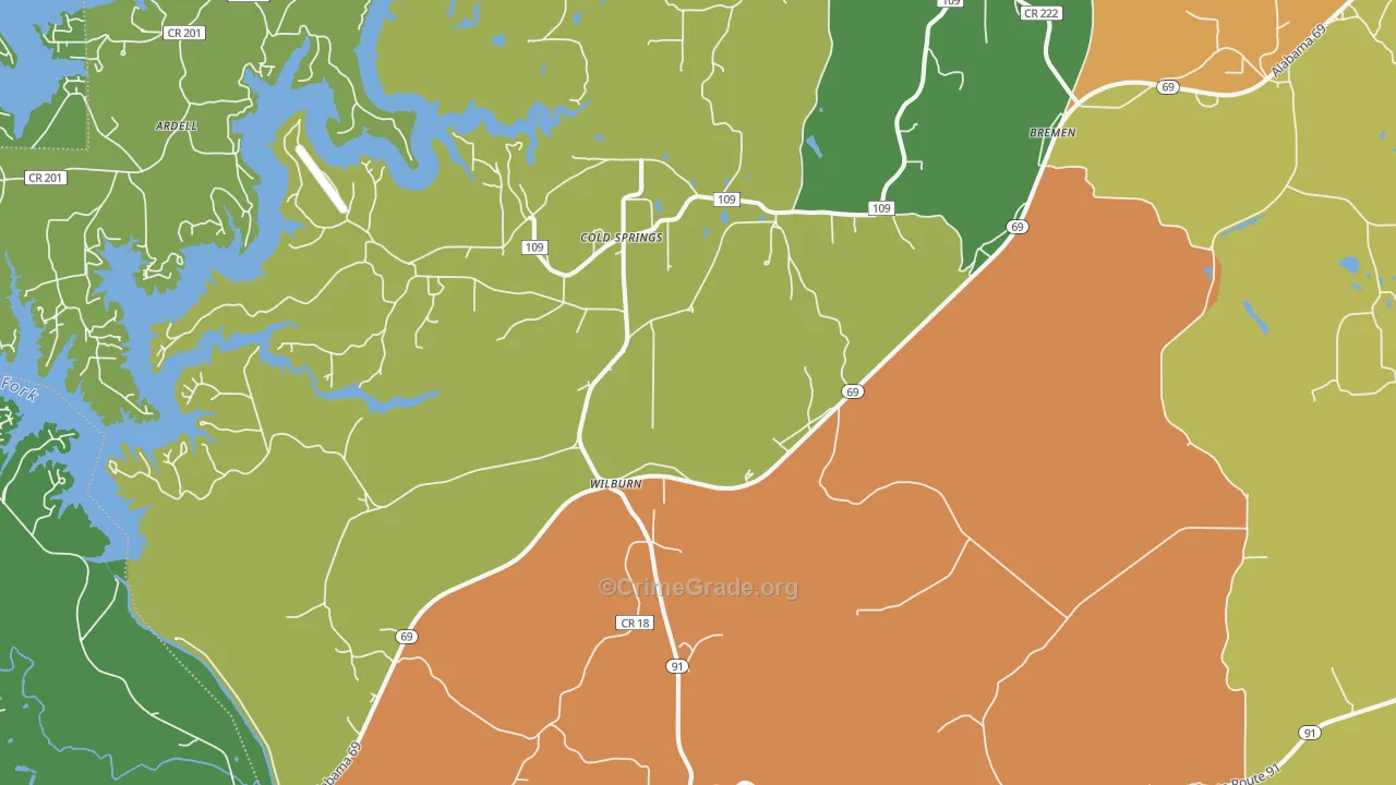 35033, AL Map of Vehicle Theft Rates