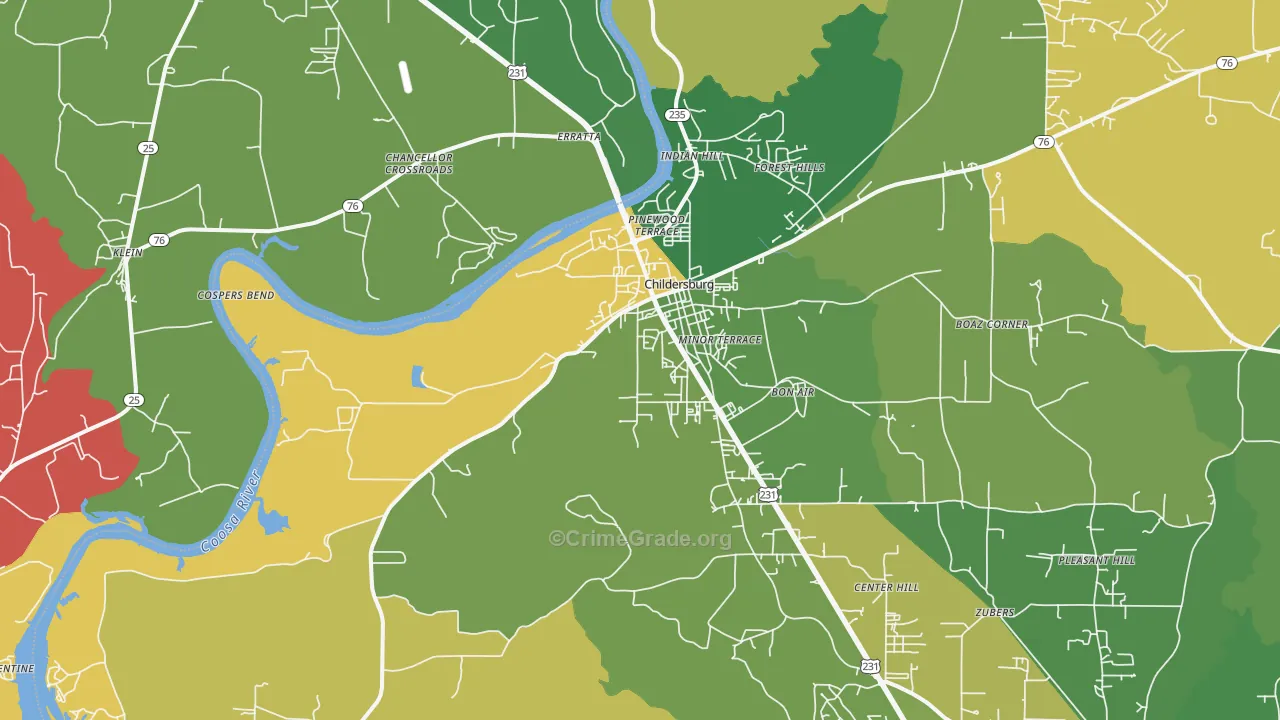 35044, AL Map of Vehicle Theft Rates