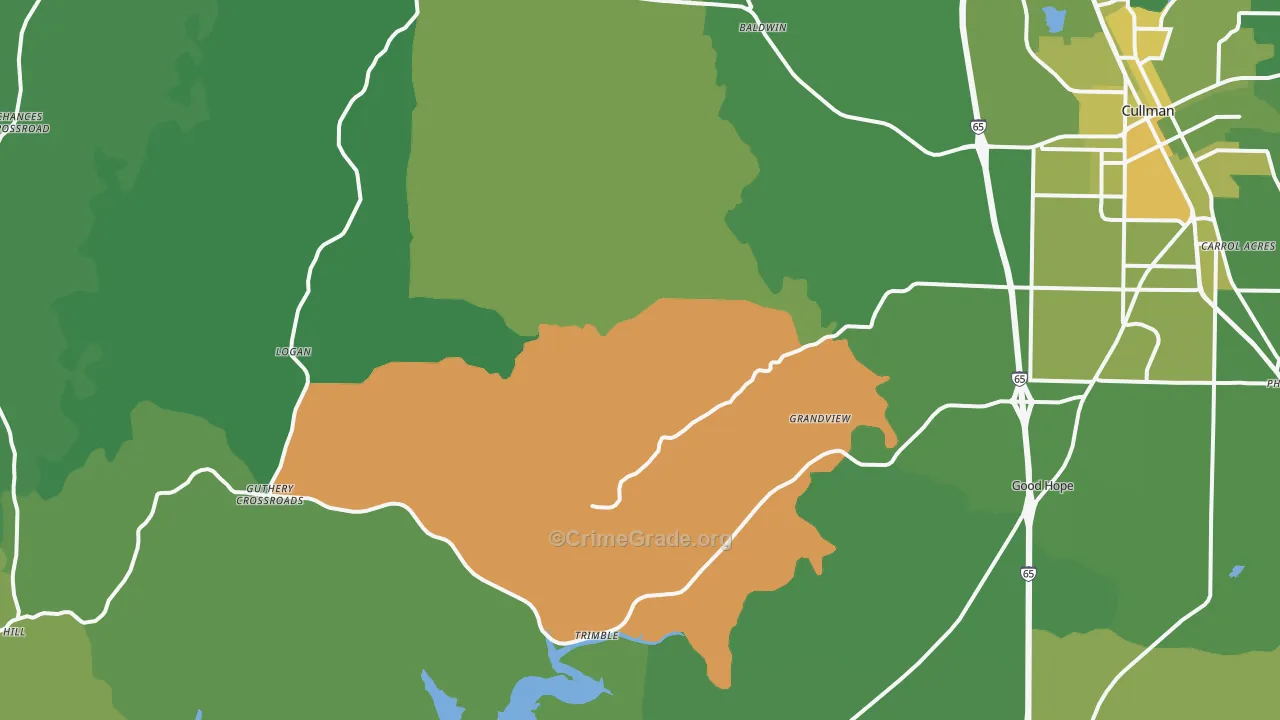 35057, AL Map of Vehicle Theft Rates