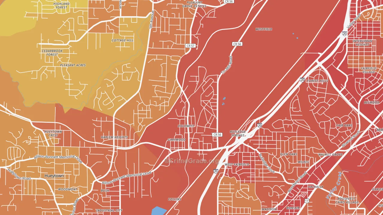 35061, AL Map of Vehicle Theft Rates