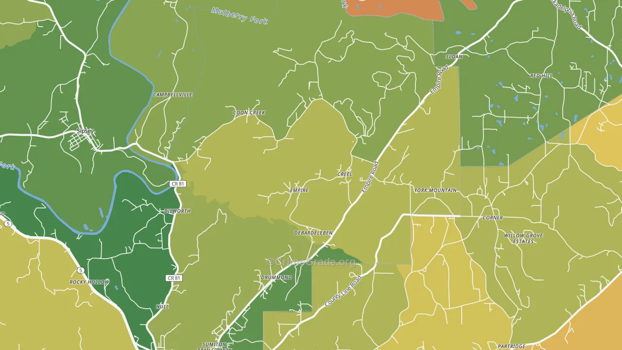 35063, AL Map of Vehicle Theft Rates