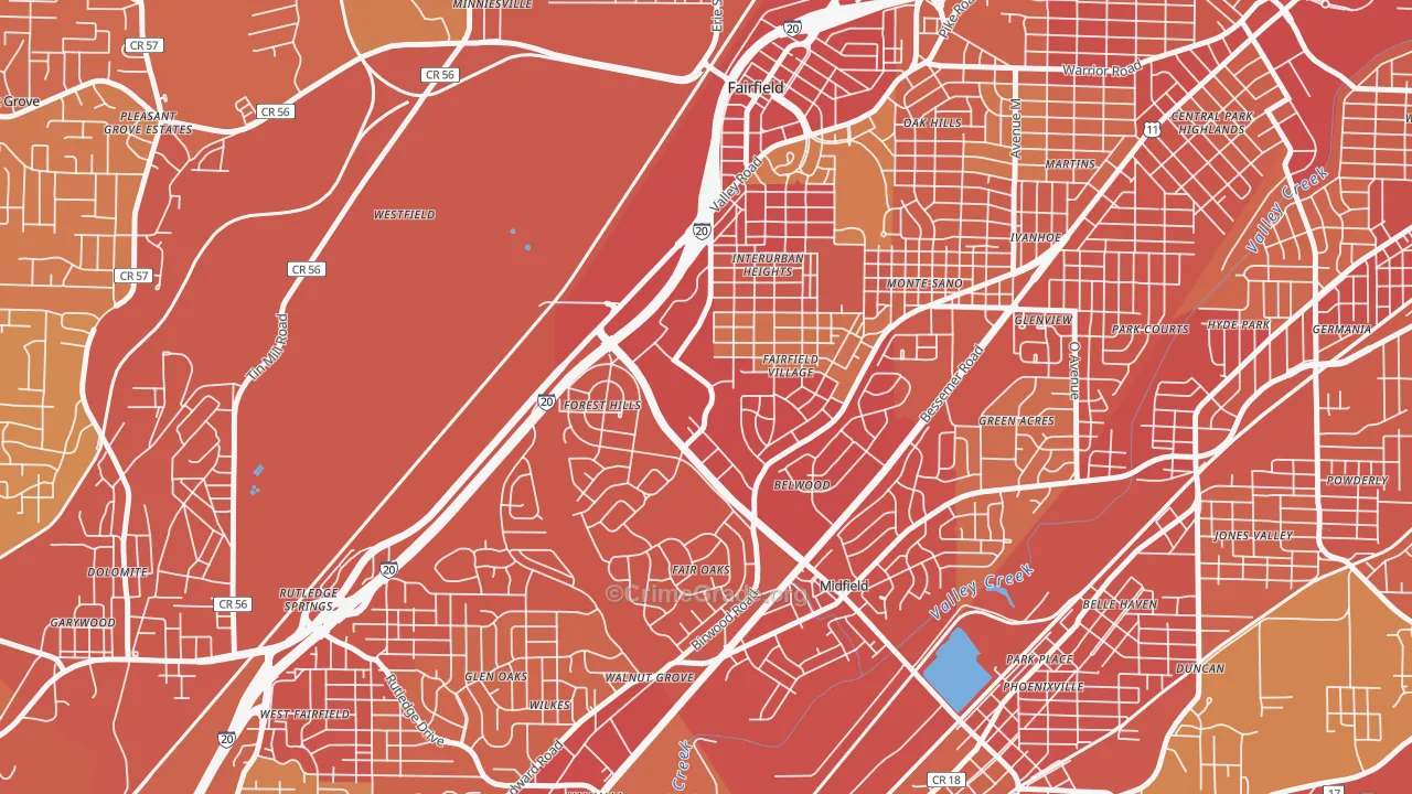35064, AL Map of Vehicle Theft Rates