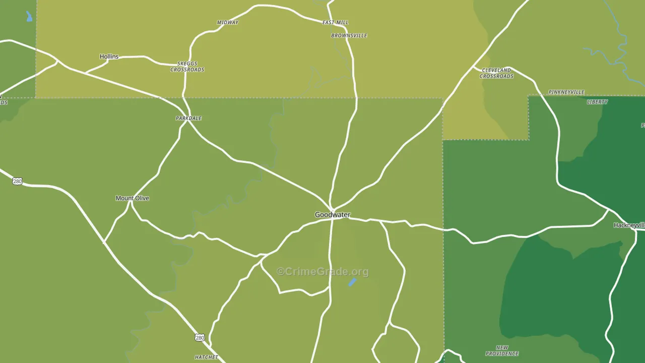 35072, AL Map of Vehicle Theft Rates