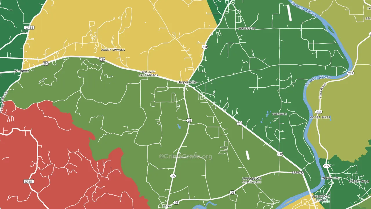 35078, AL Map of Vehicle Theft Rates