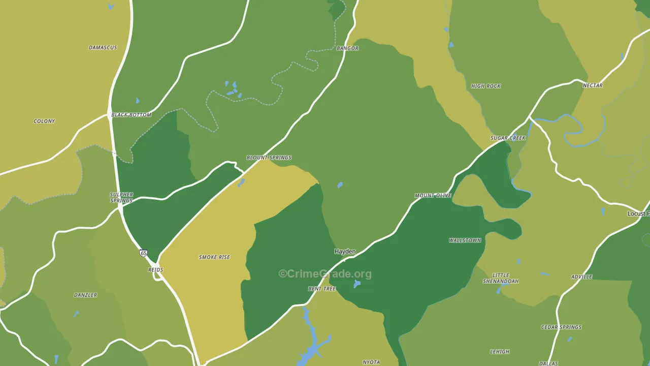 35079, AL Map of Vehicle Theft Rates