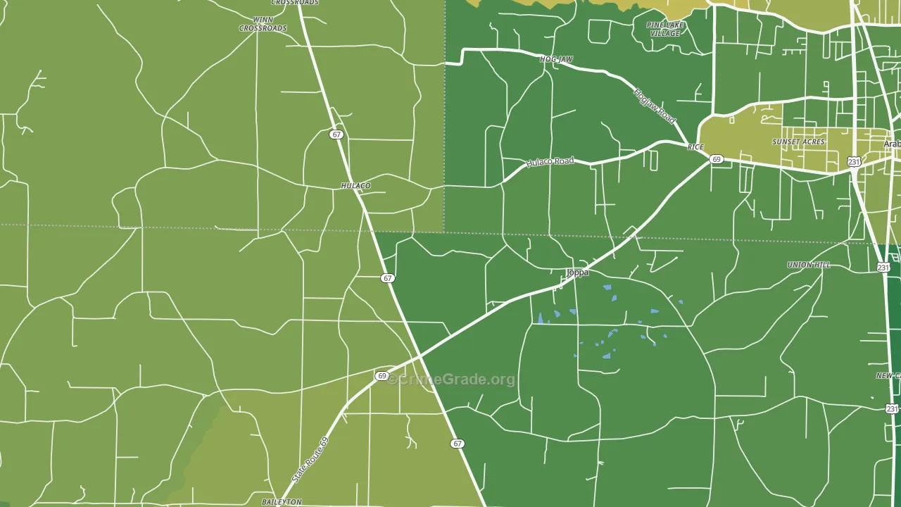 35087, AL Map of Vehicle Theft Rates