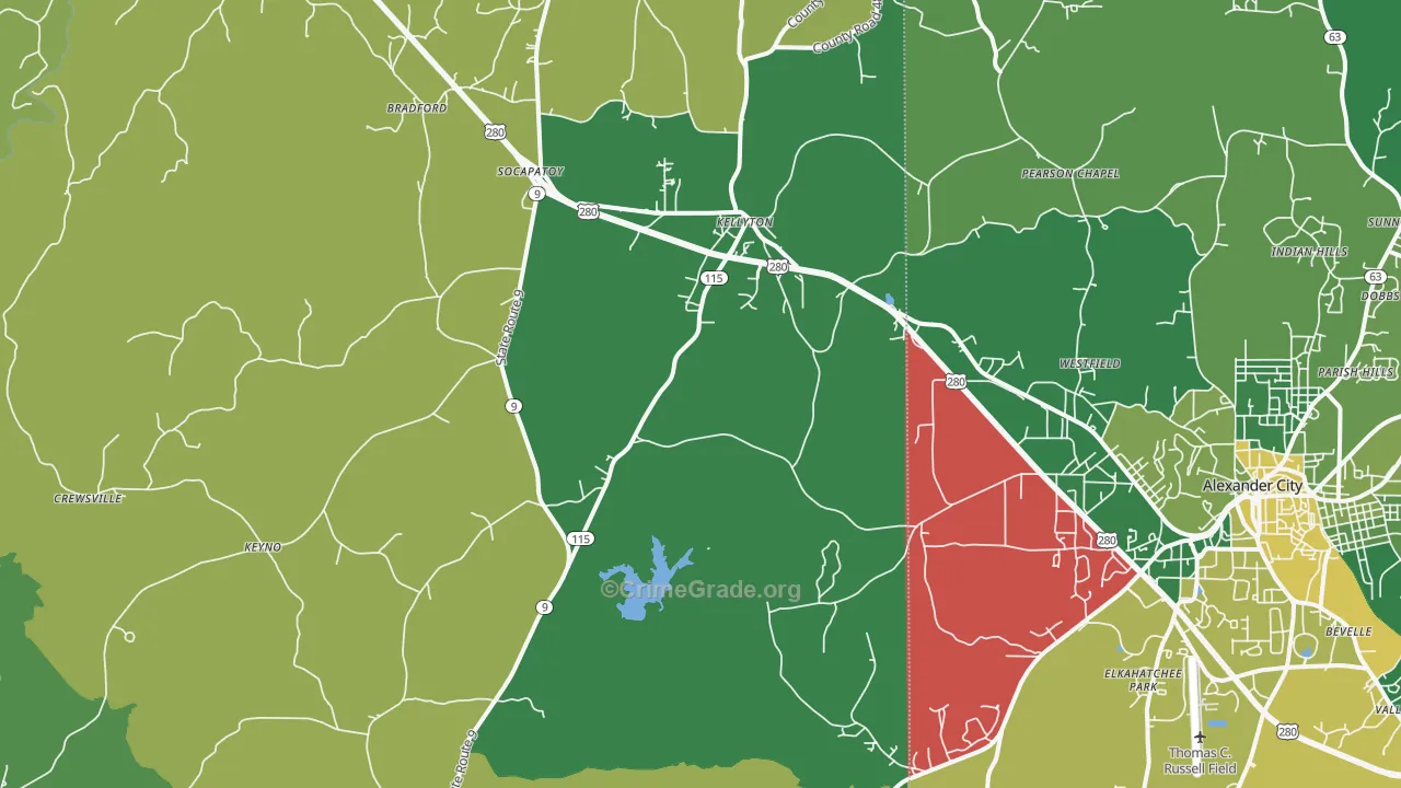 35089, AL Map of Vehicle Theft Rates