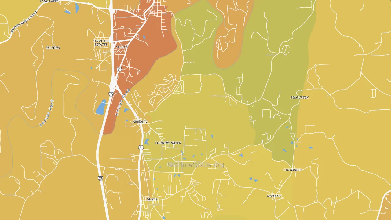 35091, AL Map of Vehicle Theft Rates