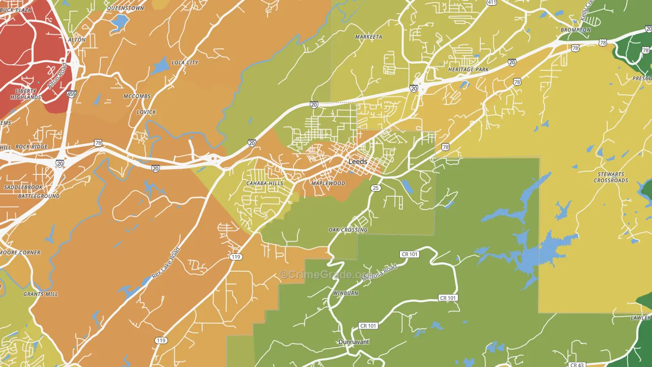 35094, AL Map of Vehicle Theft Rates