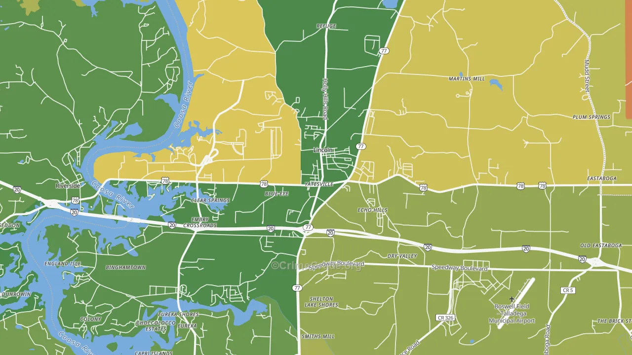 35096, AL Map of Vehicle Theft Rates