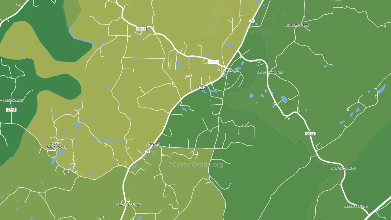 35097, AL Map of Vehicle Theft Rates