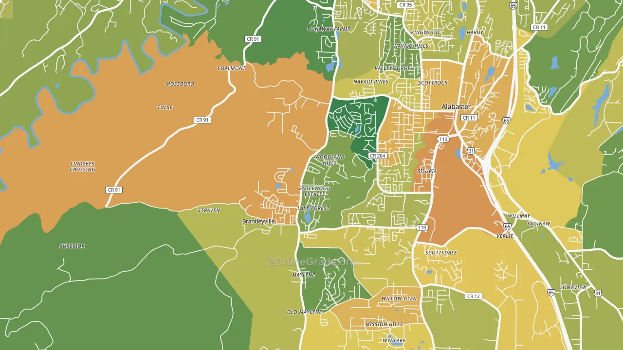 35114, AL Map of Vehicle Theft Rates