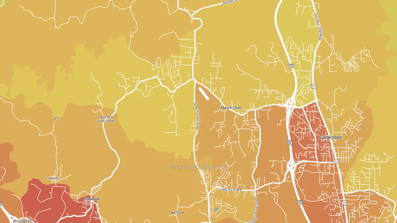 35117, AL Map of Vehicle Theft Rates