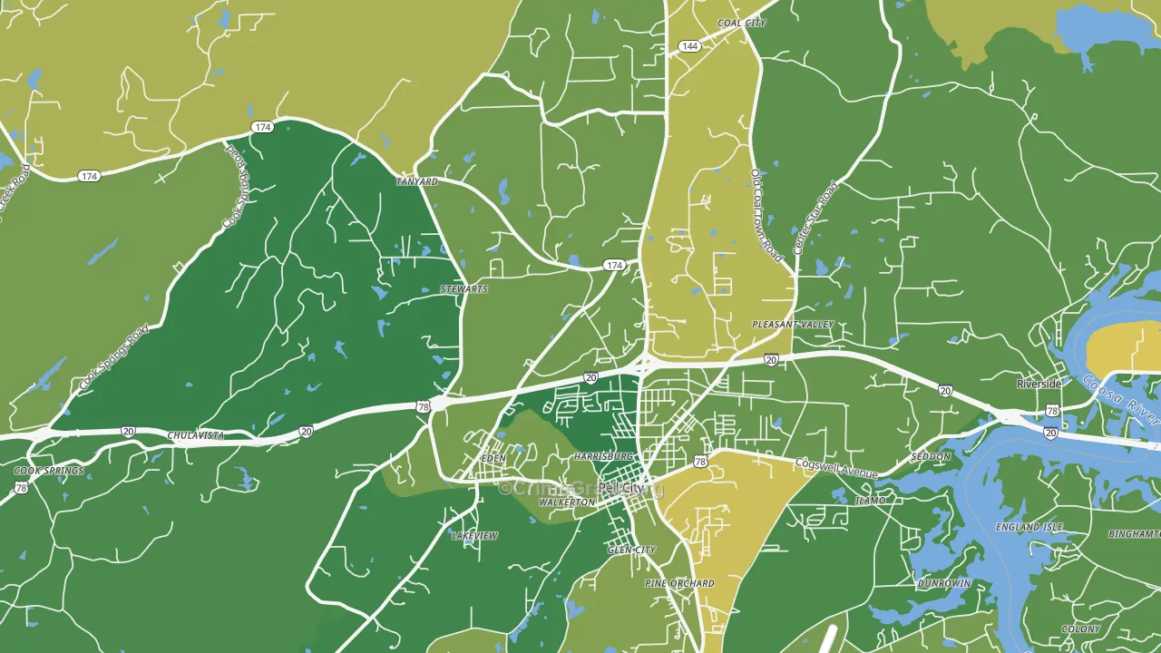 35125, AL Map of Vehicle Theft Rates