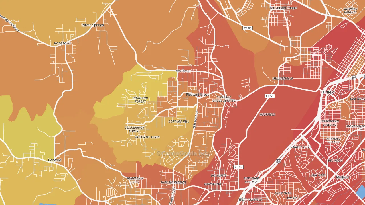 35127, AL Map of Vehicle Theft Rates
