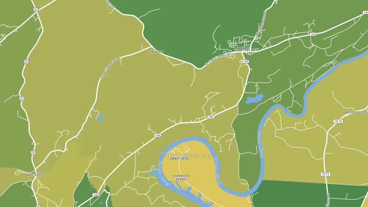 35131, AL Map of Vehicle Theft Rates