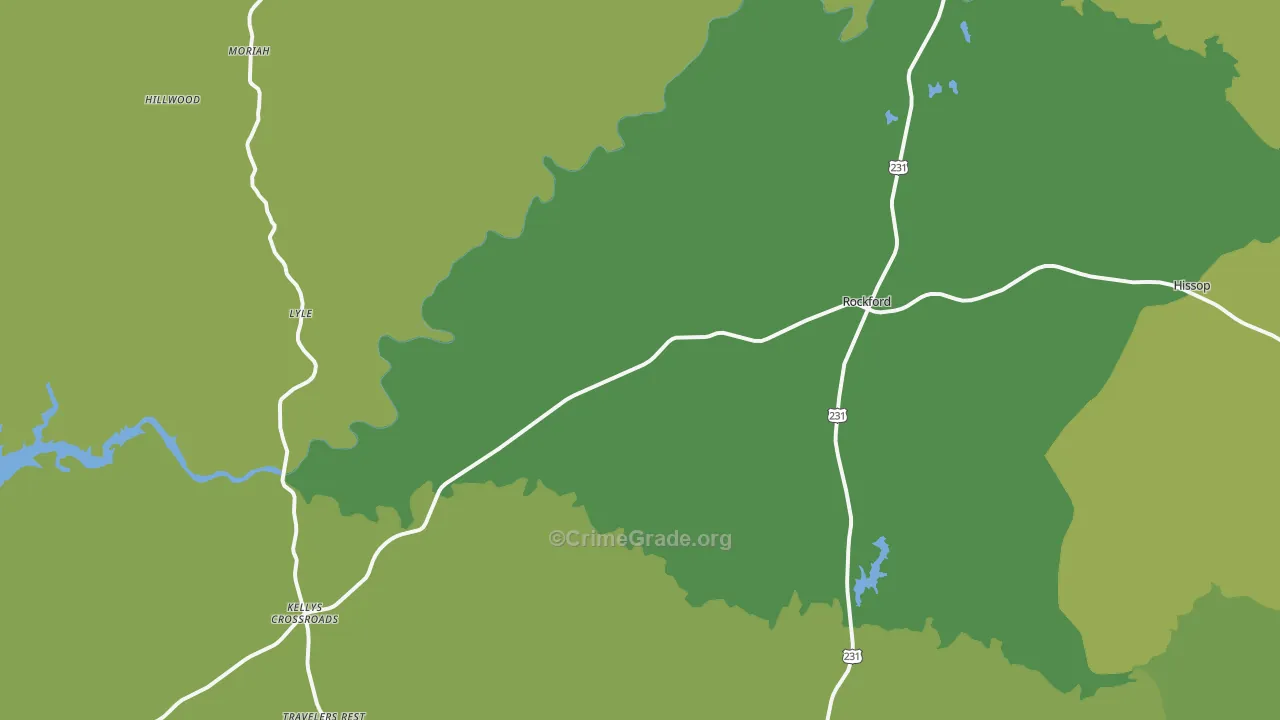 35136, AL Map of Vehicle Theft Rates