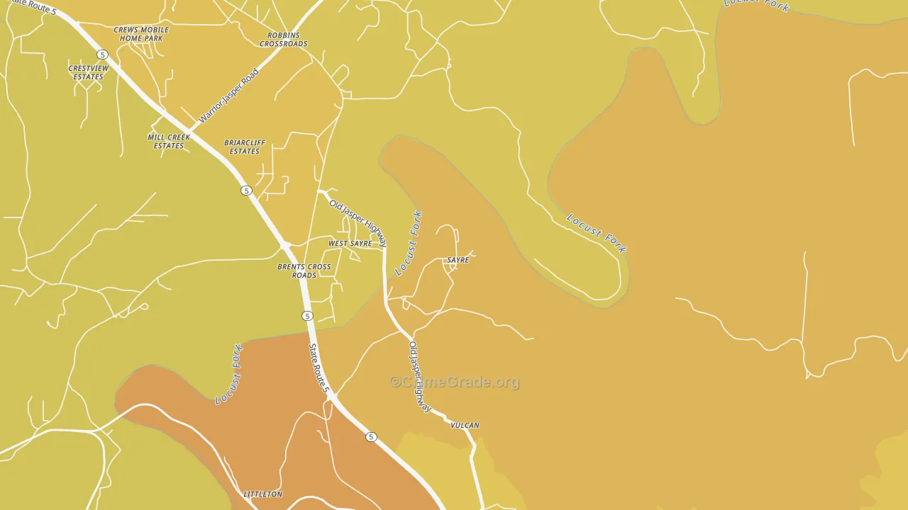 35139, AL Map of Vehicle Theft Rates