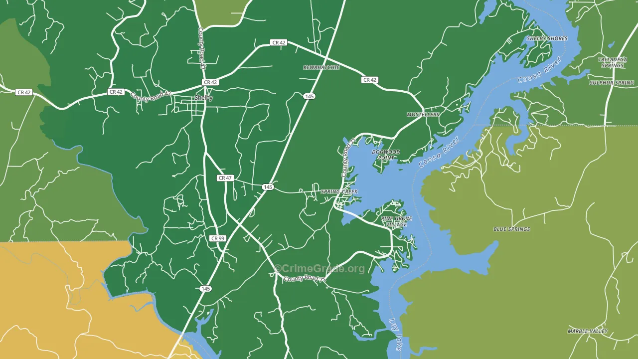 35143, AL Map of Vehicle Theft Rates