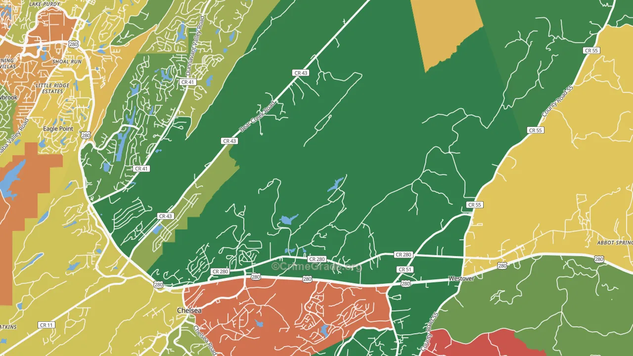 35147, AL Map of Vehicle Theft Rates