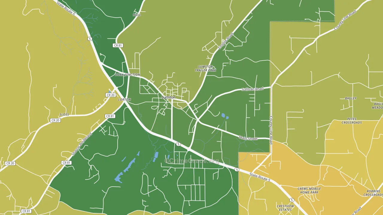 35148, AL Map of Vehicle Theft Rates