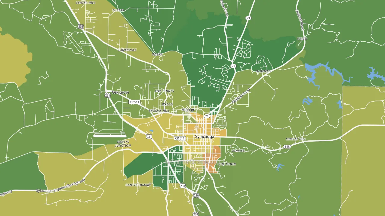 35150, AL Map of Vehicle Theft Rates