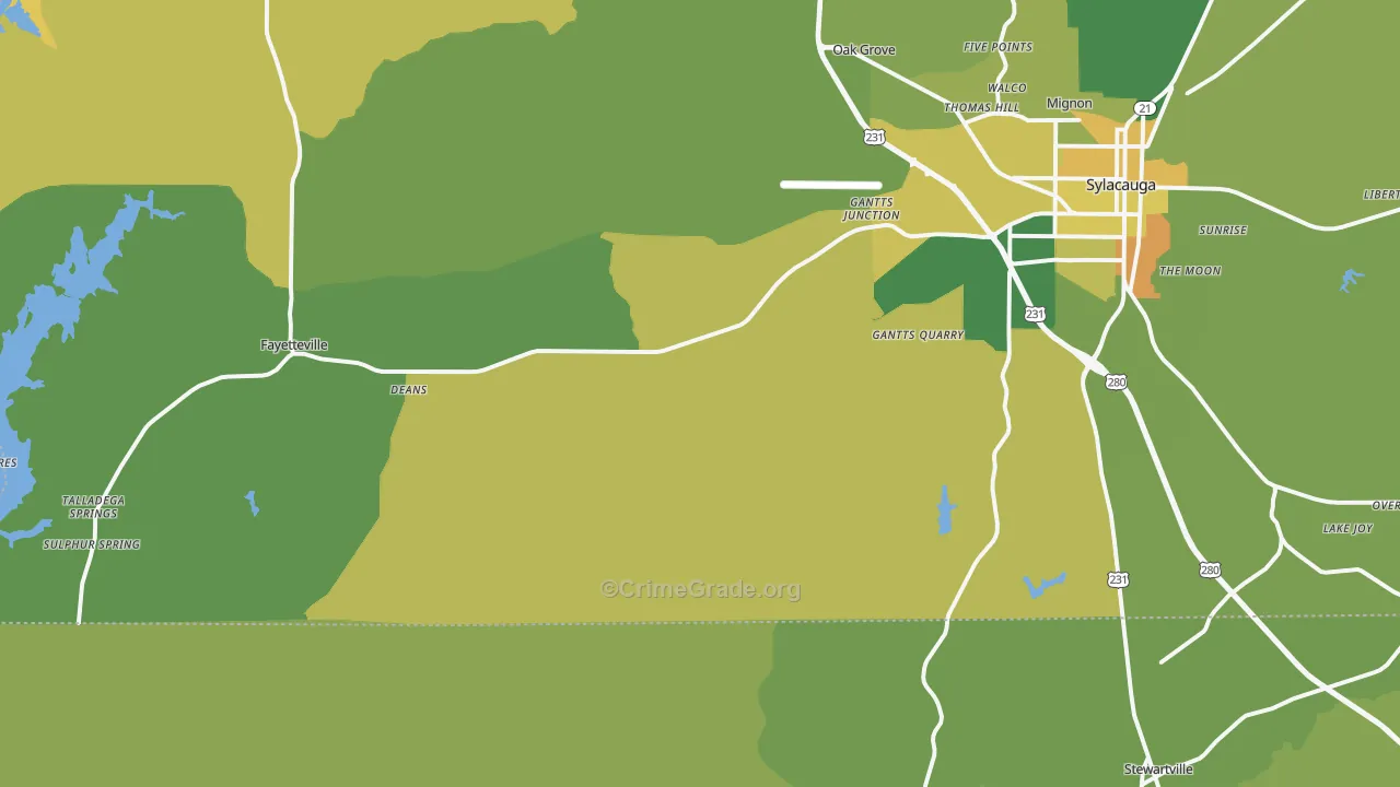 35151, AL Map of Vehicle Theft Rates