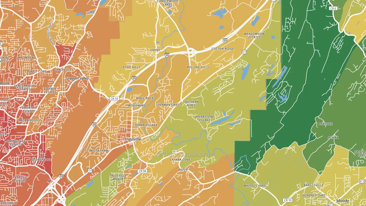 35173, AL Map of Vehicle Theft Rates