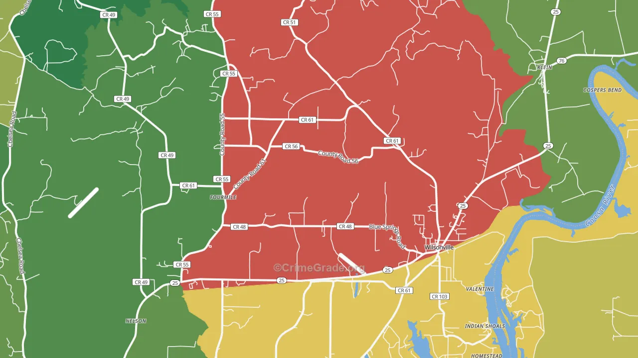 35186, AL Map of Vehicle Theft Rates