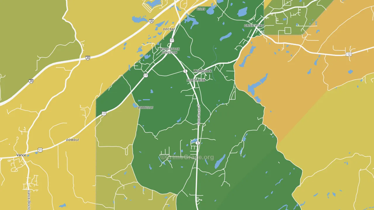 35188, AL Map of Vehicle Theft Rates