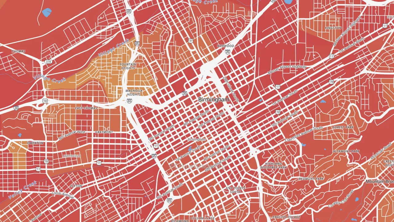 35203, AL Map of Vehicle Theft Rates
