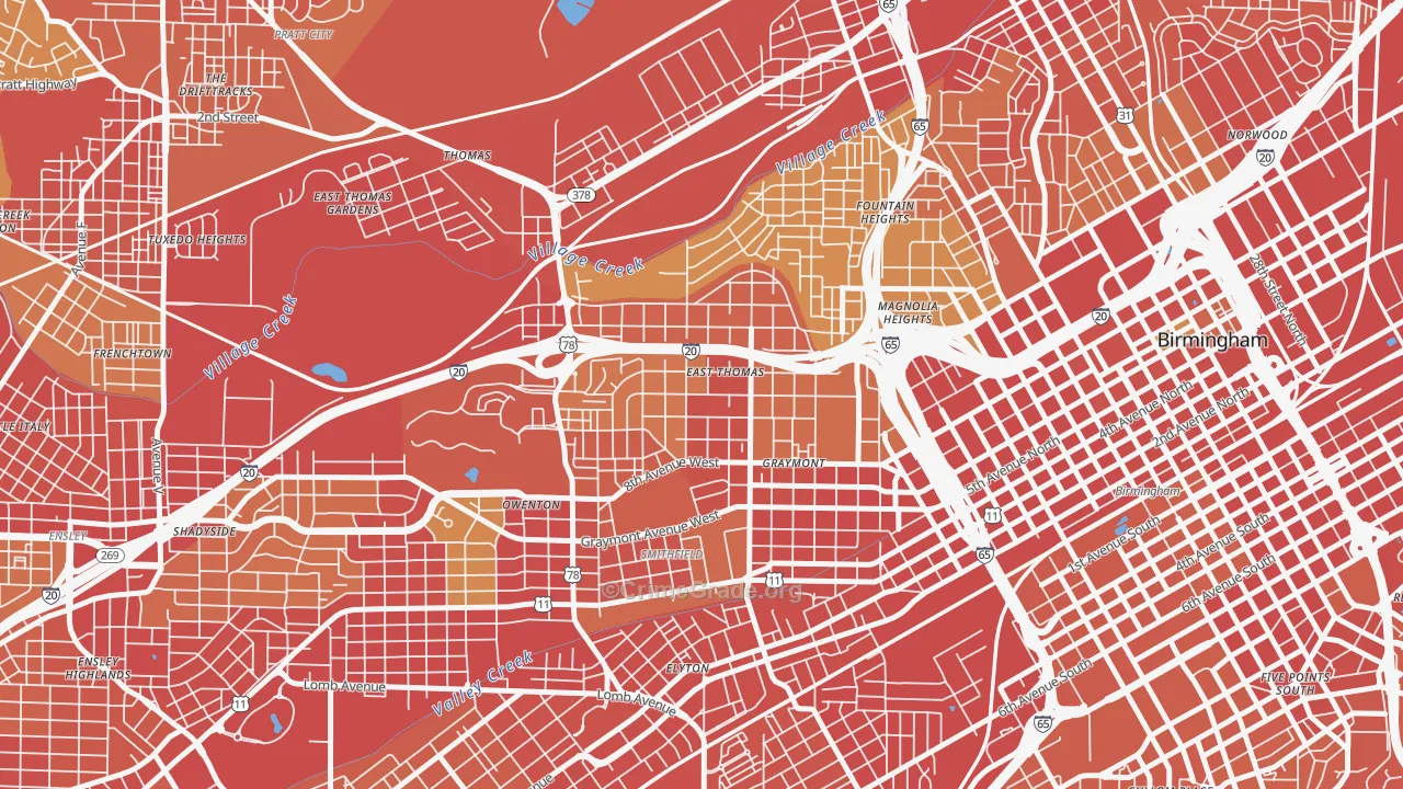 35204, AL Map of Vehicle Theft Rates