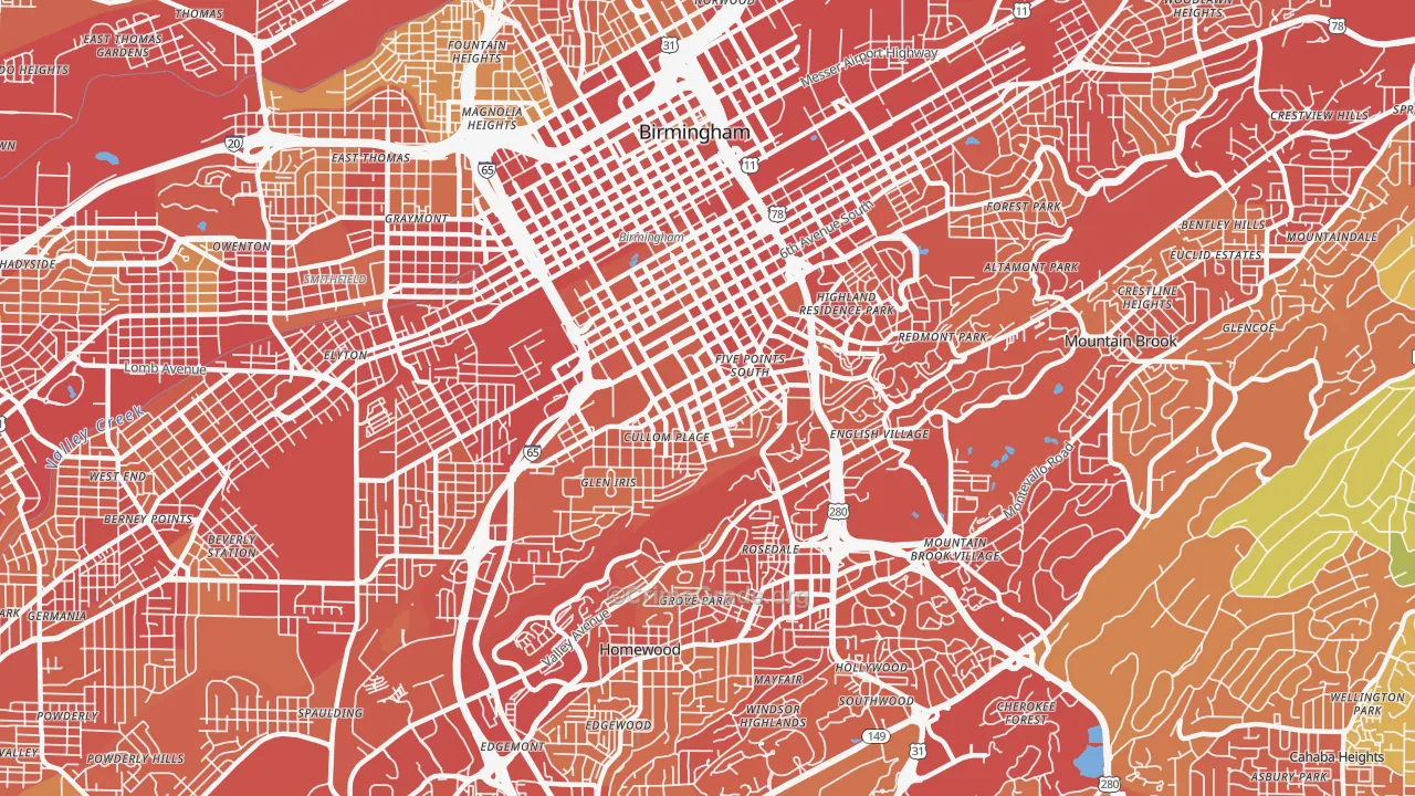 35205, AL Map of Vehicle Theft Rates