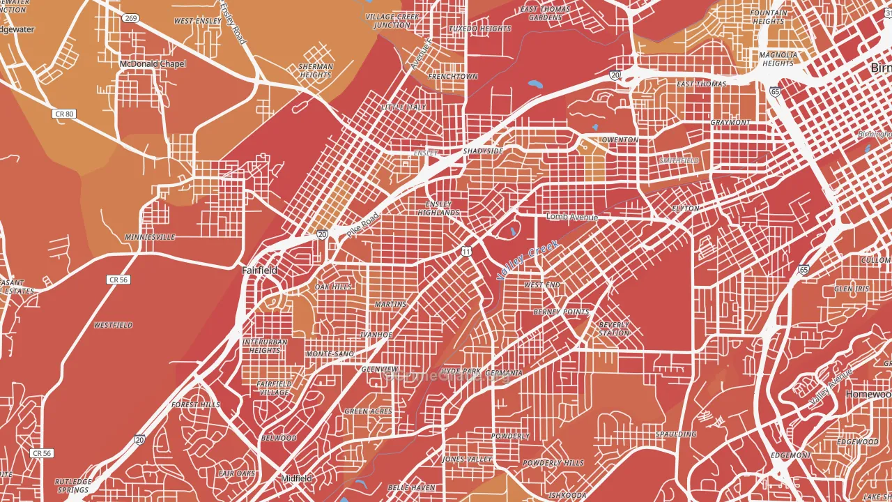 35208, AL Map of Vehicle Theft Rates