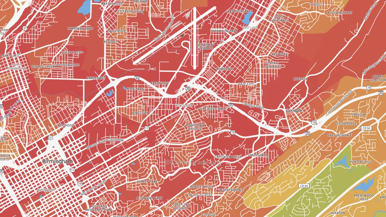 35212, AL Map of Vehicle Theft Rates